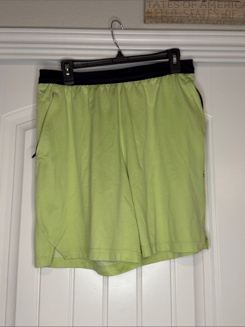adidas Light Green Athletic Shorts with Black Waistband